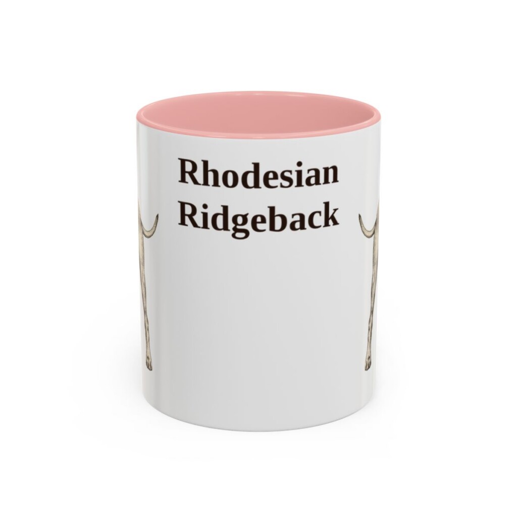 11oz Rhodesian Ridgeback Mug, Pink, front view