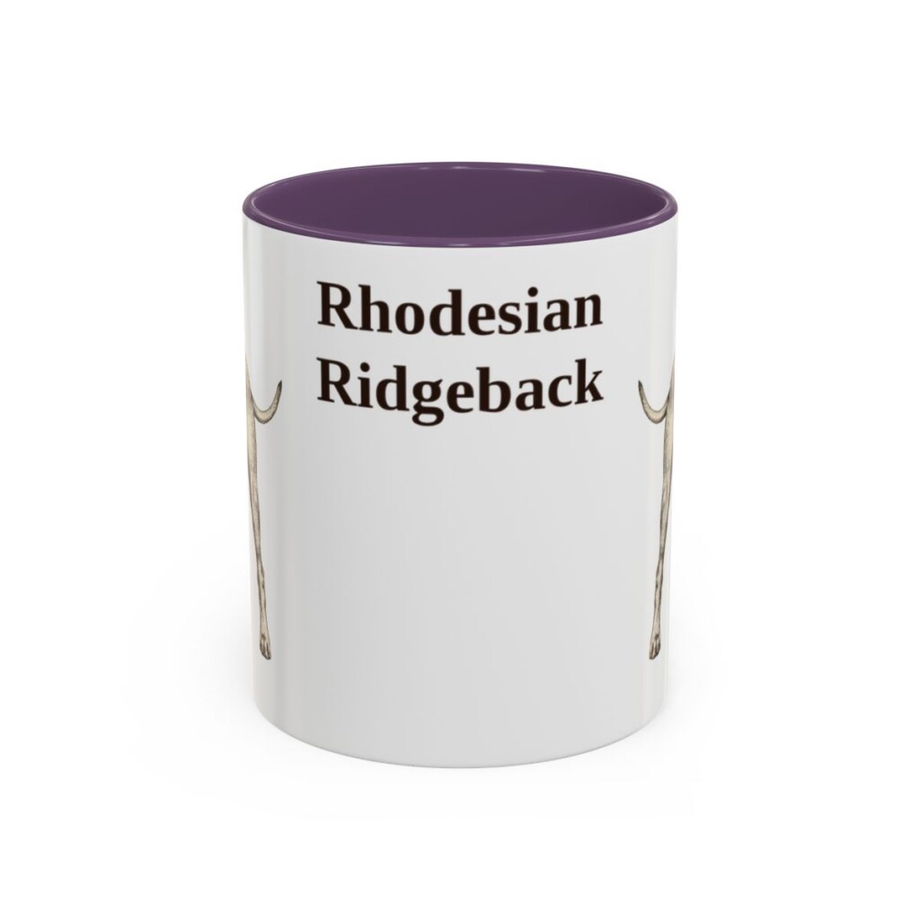 11oz Rhodesian Ridgeback Mug, Purple, front view