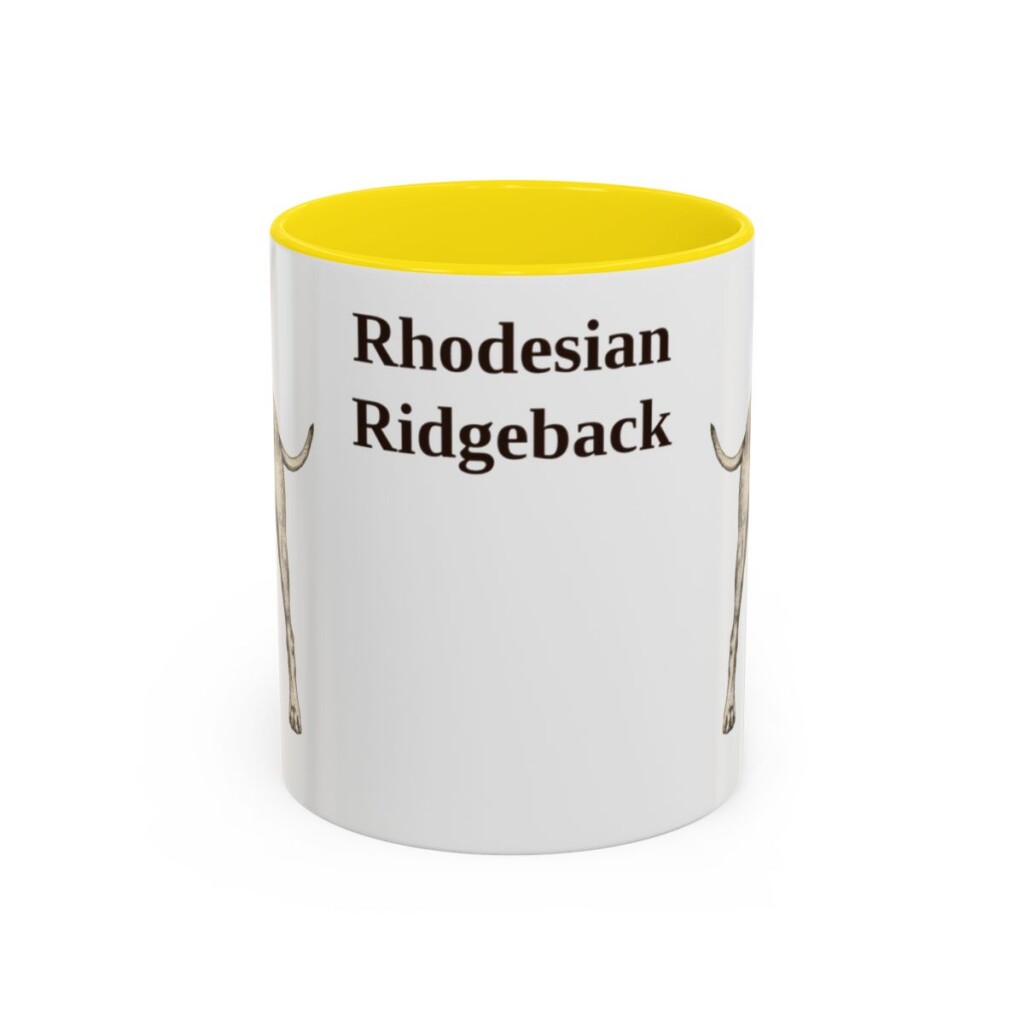 11oz Rhodesian Ridgeback Mug, Yellow, front view