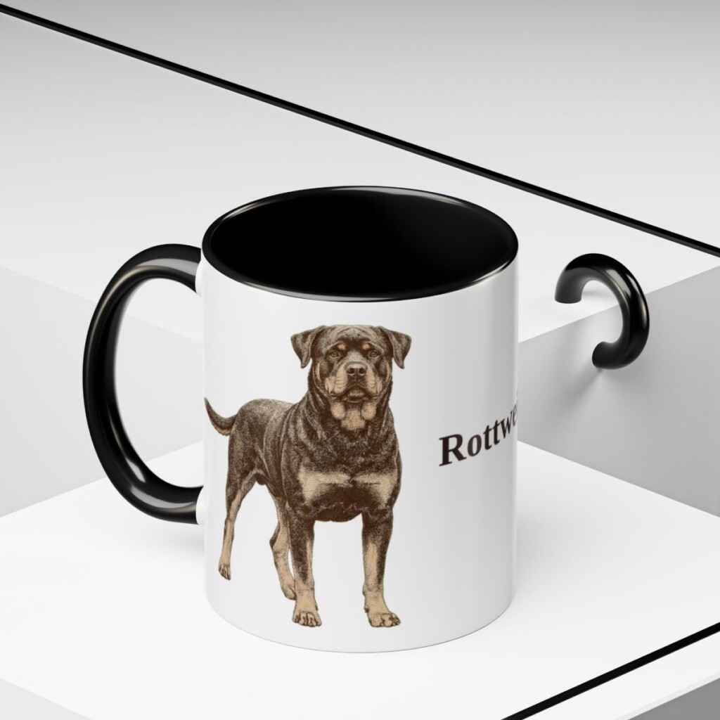 11oz Rottweiler Mug, Black, lifestyle photo