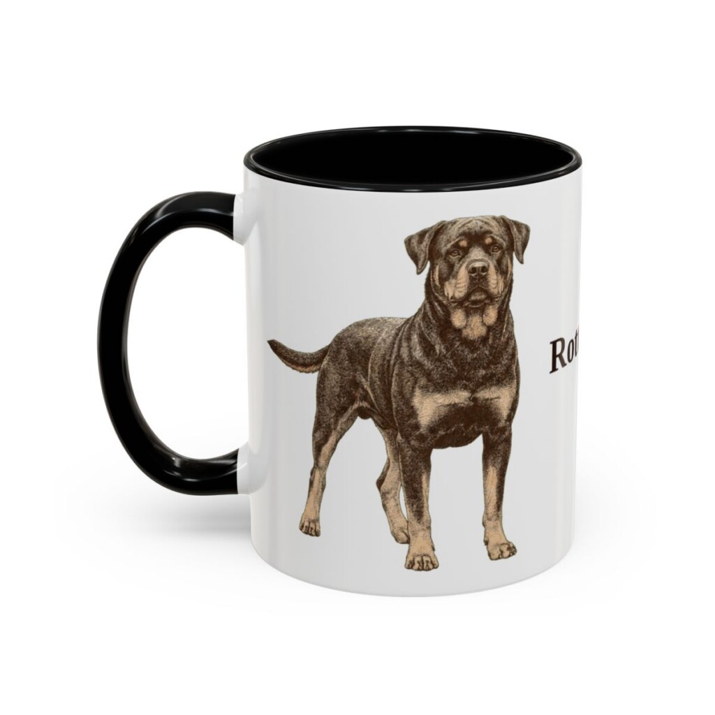 11oz Rottweiler Mug, Black, left side view