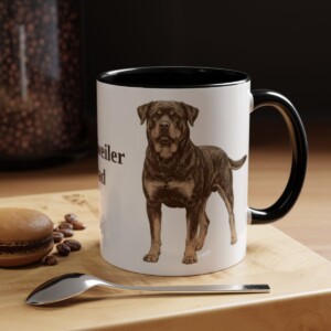 11oz Rottweiler Dog Dad Mug, Black, lifestyle photo