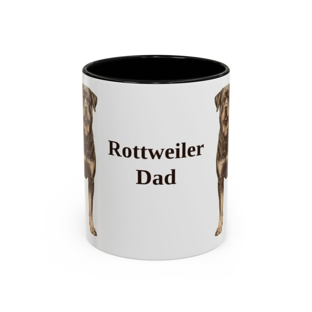 11oz Rottweiler Dog Dad Mug, Black, front view