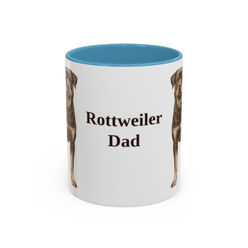 11oz Rottweiler Dog Dad Mug, Light Blue, front view