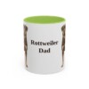 11oz Rottweiler Dog Dad Mug, Light Green, front view
