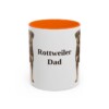 11oz Rottweiler Dog Dad Mug, Orange, front view