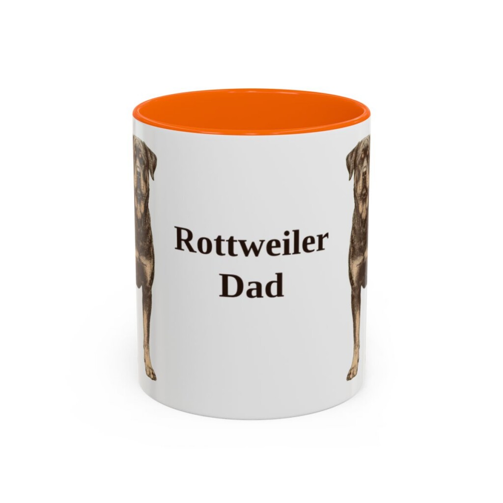 11oz Rottweiler Dog Dad Mug, Orange, front view