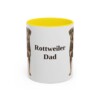 11oz Rottweiler Dog Dad Mug, Yellow, front view