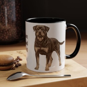 11oz Funny Rottweiler Mug, Black, lifestyle photo