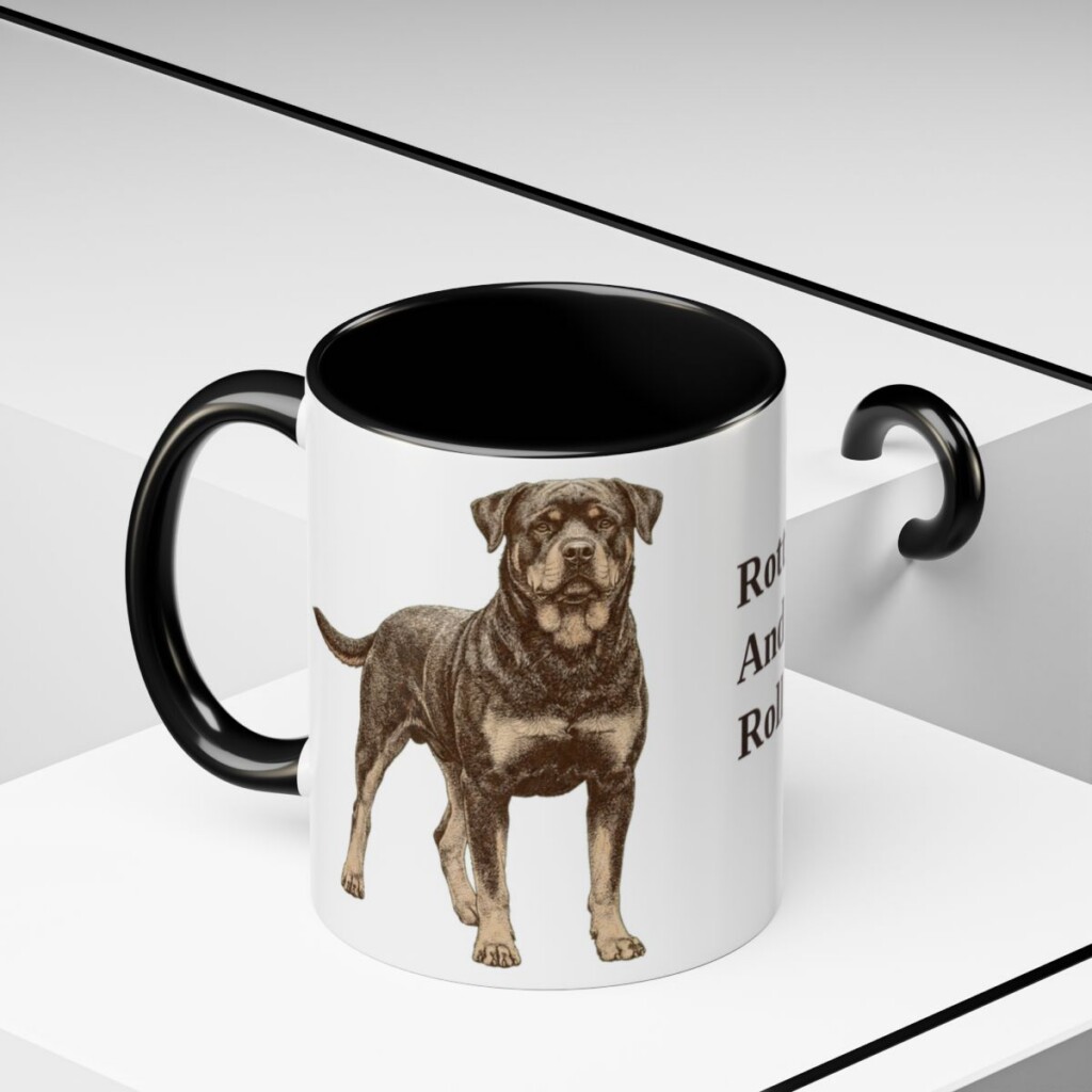 11oz-rottweiler-mug-humor-black-context-2 11oz Funny Rottweiler Mug, Black, lifestyle photo