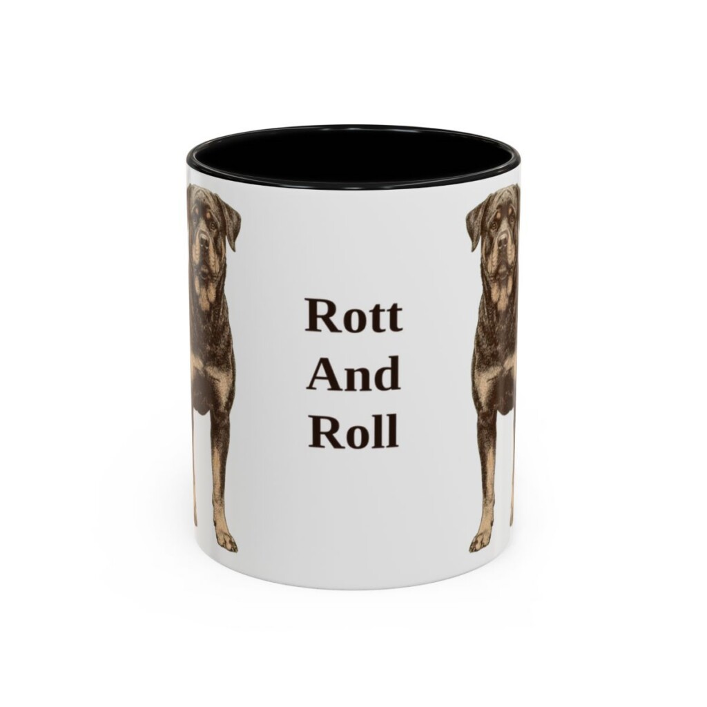 11oz-rottweiler-mug-humor-black-front 11oz Funny Rottweiler Mug, Black, front view