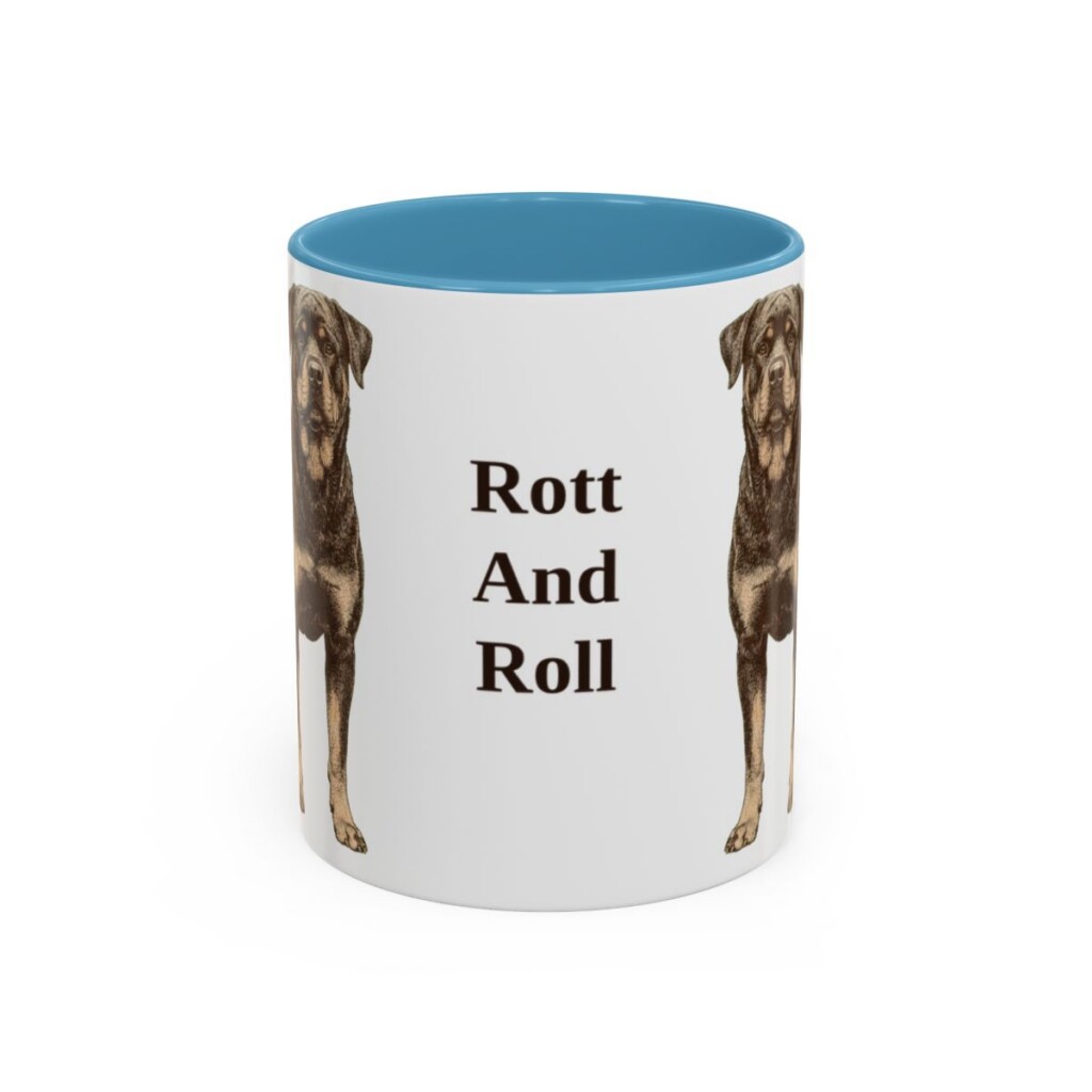 11oz-rottweiler-mug-humor-light-blue 11oz Funny Rottweiler Mug, Light Blue, front view