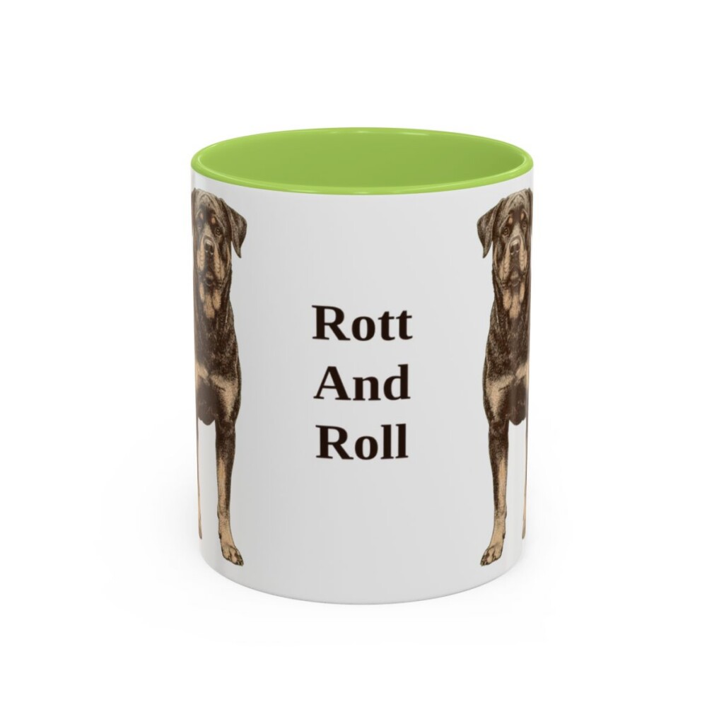 11oz-rottweiler-mug-humor-light-green 11oz Funny Rottweiler Mug, Light Green, front view