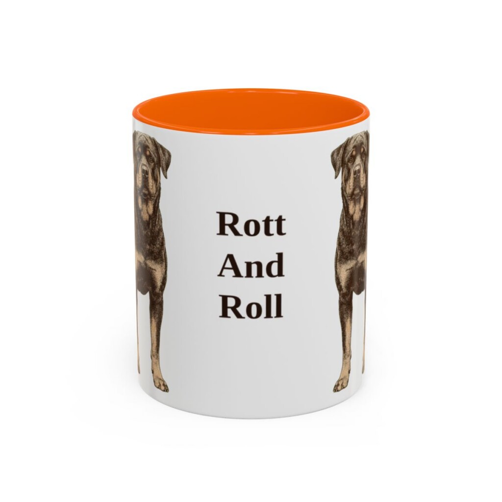 11oz-rottweiler-mug-humor-orange 11oz Funny Rottweiler Mug, Orange, front view