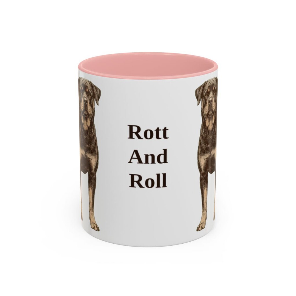 11oz-rottweiler-mug-humor-pink 11oz Funny Rottweiler Mug, Pink, front view