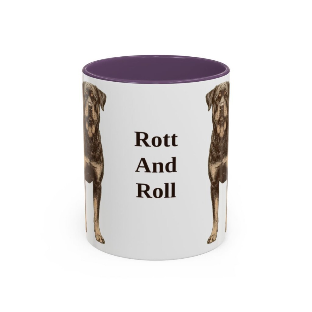11oz-rottweiler-mug-humor-purple 11oz Funny Rottweiler Mug, Purple, front view
