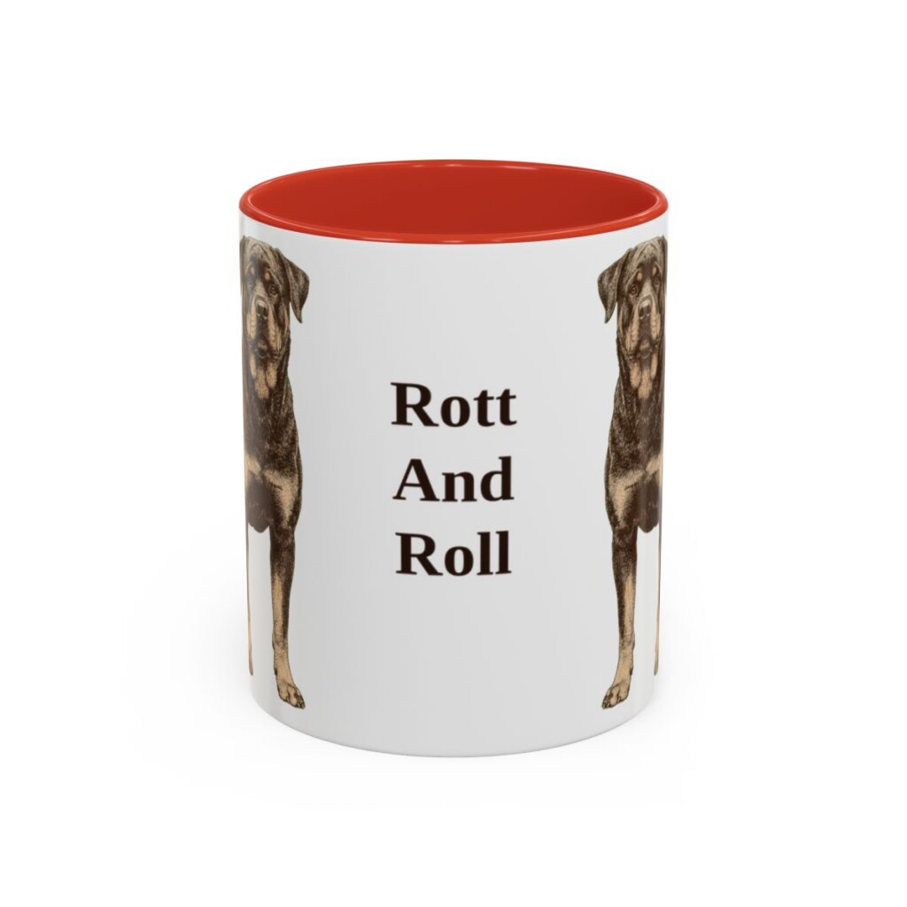 11oz-rottweiler-mug-humor-red 11oz Funny Rottweiler Mug, Red, front view