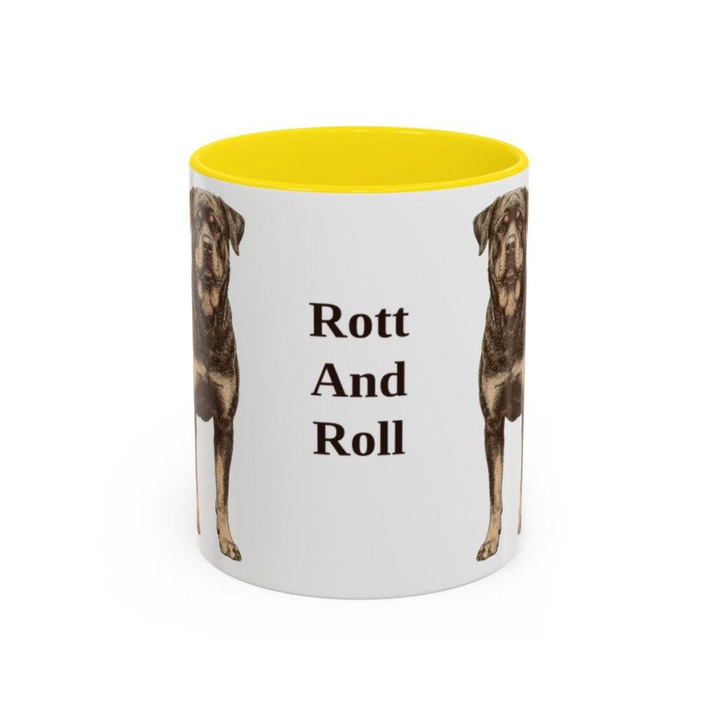 11oz-rottweiler-mug-humor-yellow 11oz Funny Rottweiler Mug, Yellow, front view