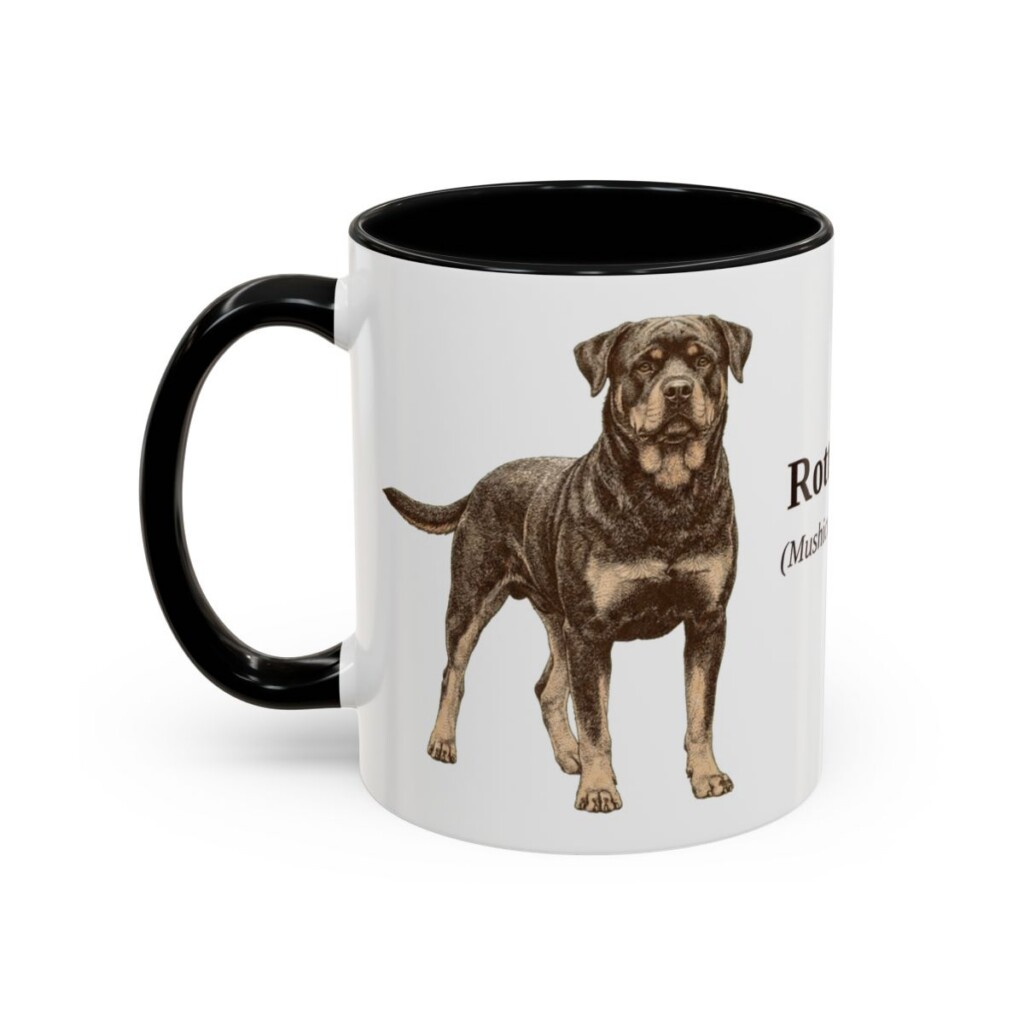 11oz Rottweiler Latin Mug, Black, left side view