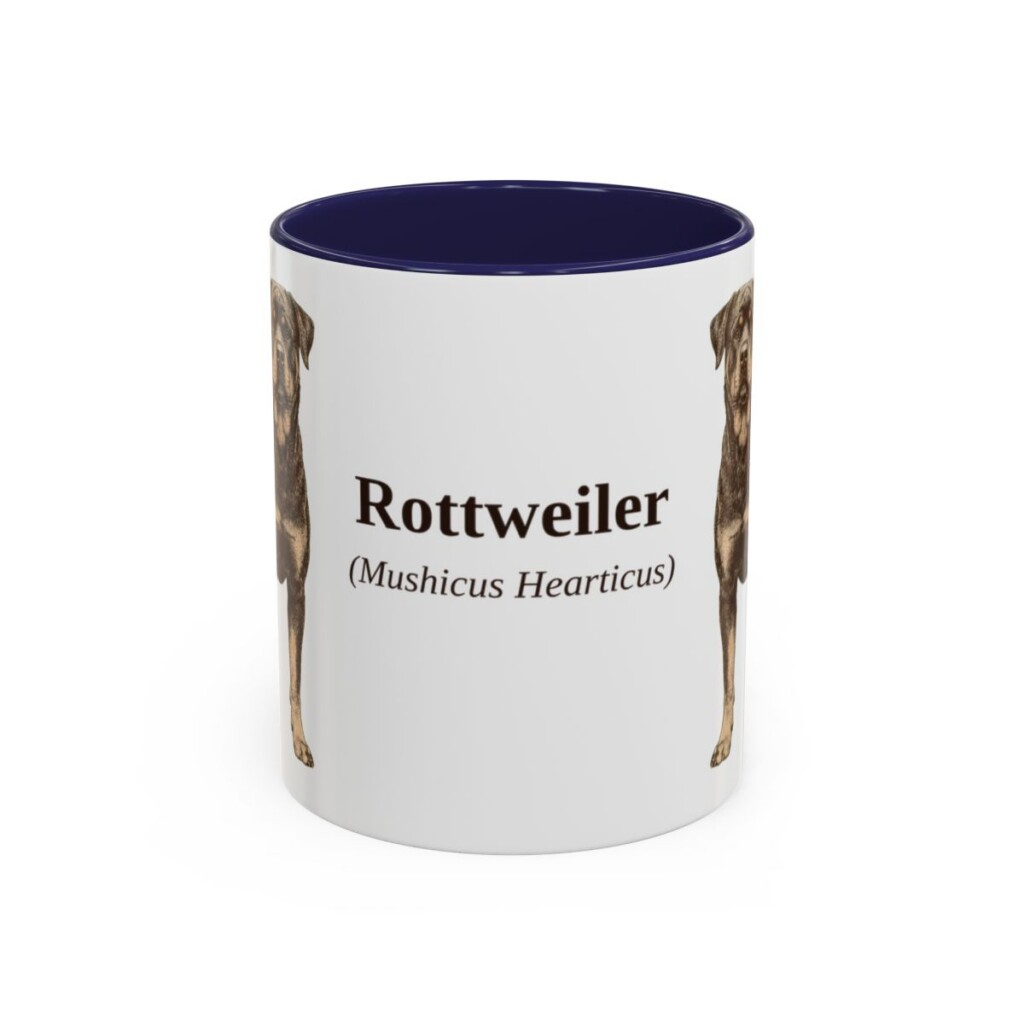 11oz Rottweiler Latin Mug, Navy, front view