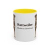 11oz Rottweiler Latin Mug, Yellow, front view