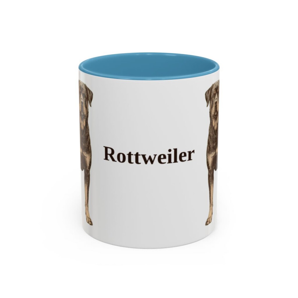 11oz Rottweiler Mug, Light Blue, front view
