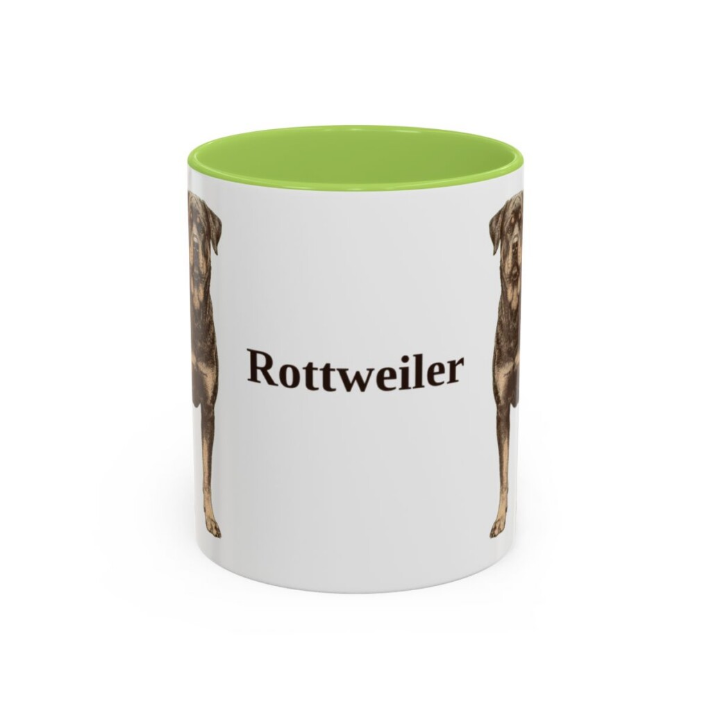 11oz Rottweiler Mug, Light Green, front view