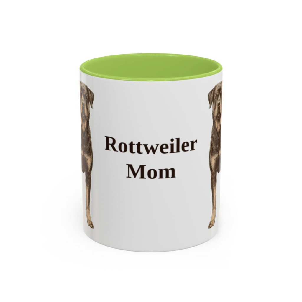 11oz-rottweiler-mug-mom-light-green 11oz Rottweiler Dog Mom Mug, Light Green, front view