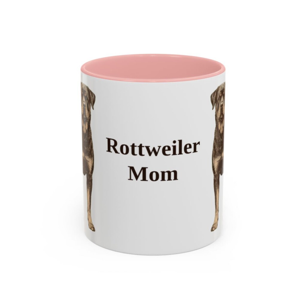 11oz-rottweiler-mug-mom-pink 11oz Rottweiler Dog Mom Mug, Pink, front view