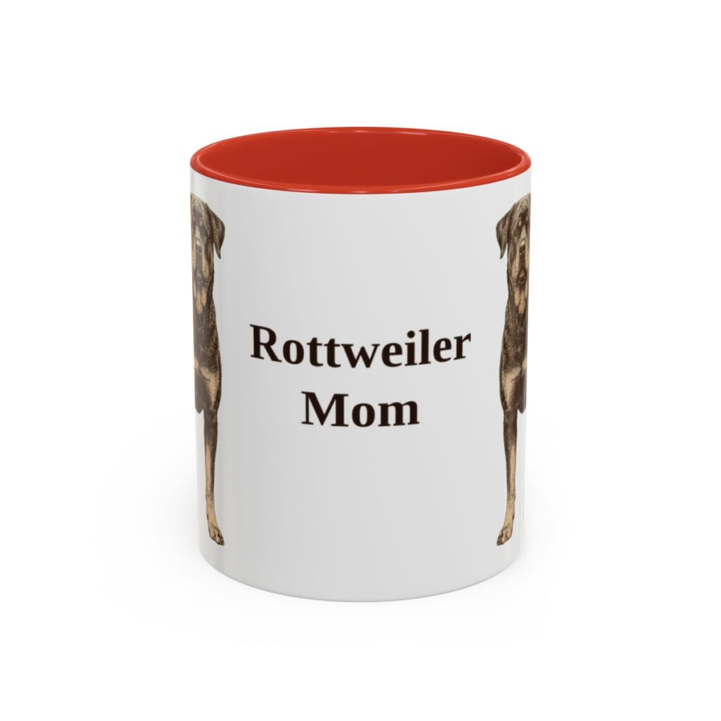 11oz-rottweiler-mug-mom-red 11oz Rottweiler Dog Mom Mug, Red, front view