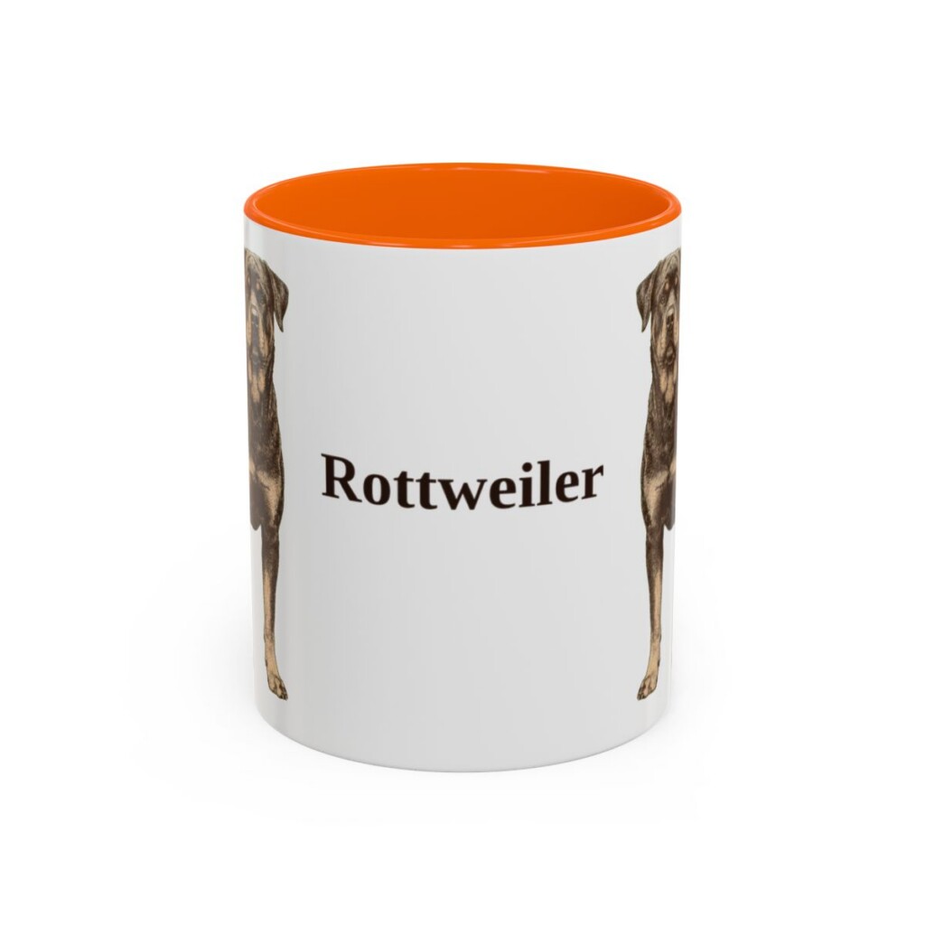 11oz Rottweiler Mug, Orange, front view