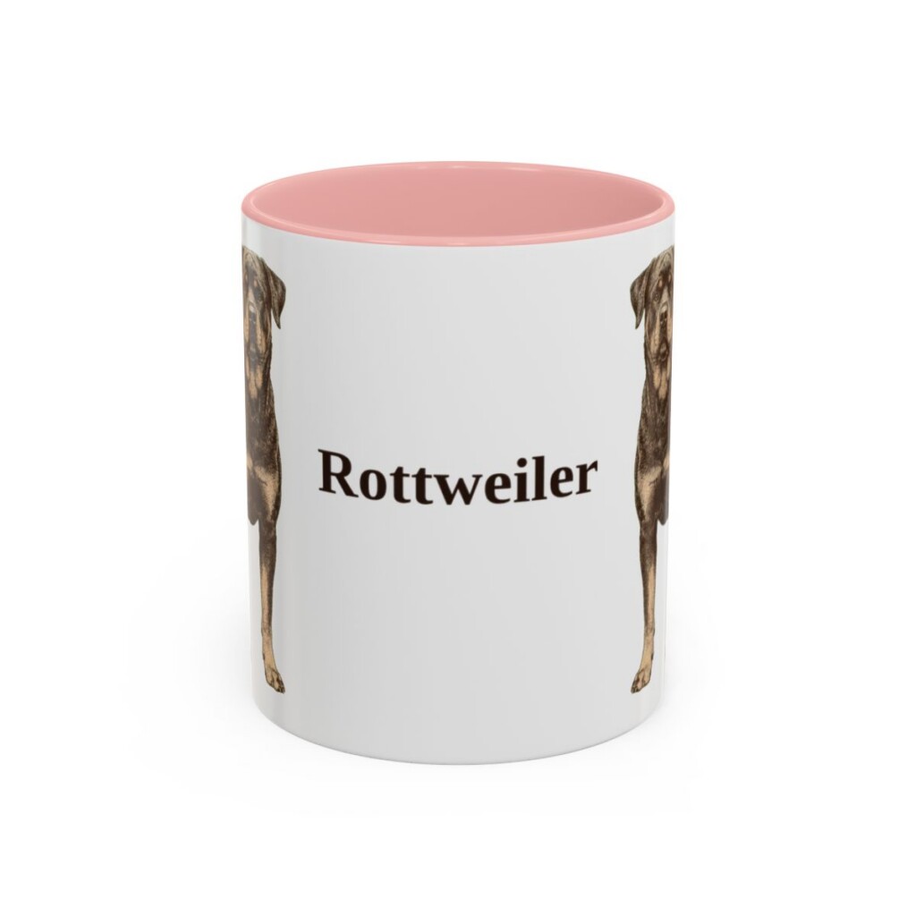 11oz Rottweiler Mug, Pink, front view