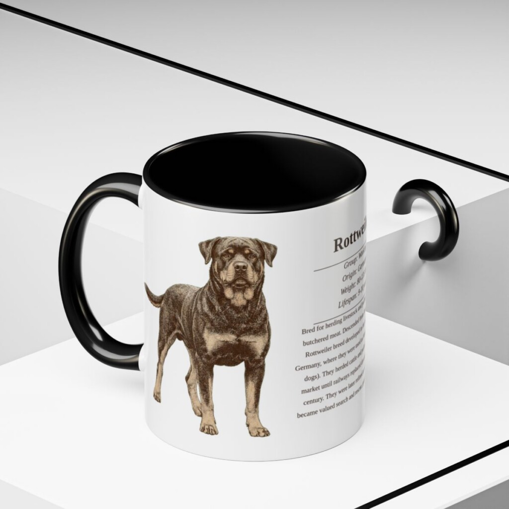 11oz Rottweiler Mug, Black, lifestyle photo