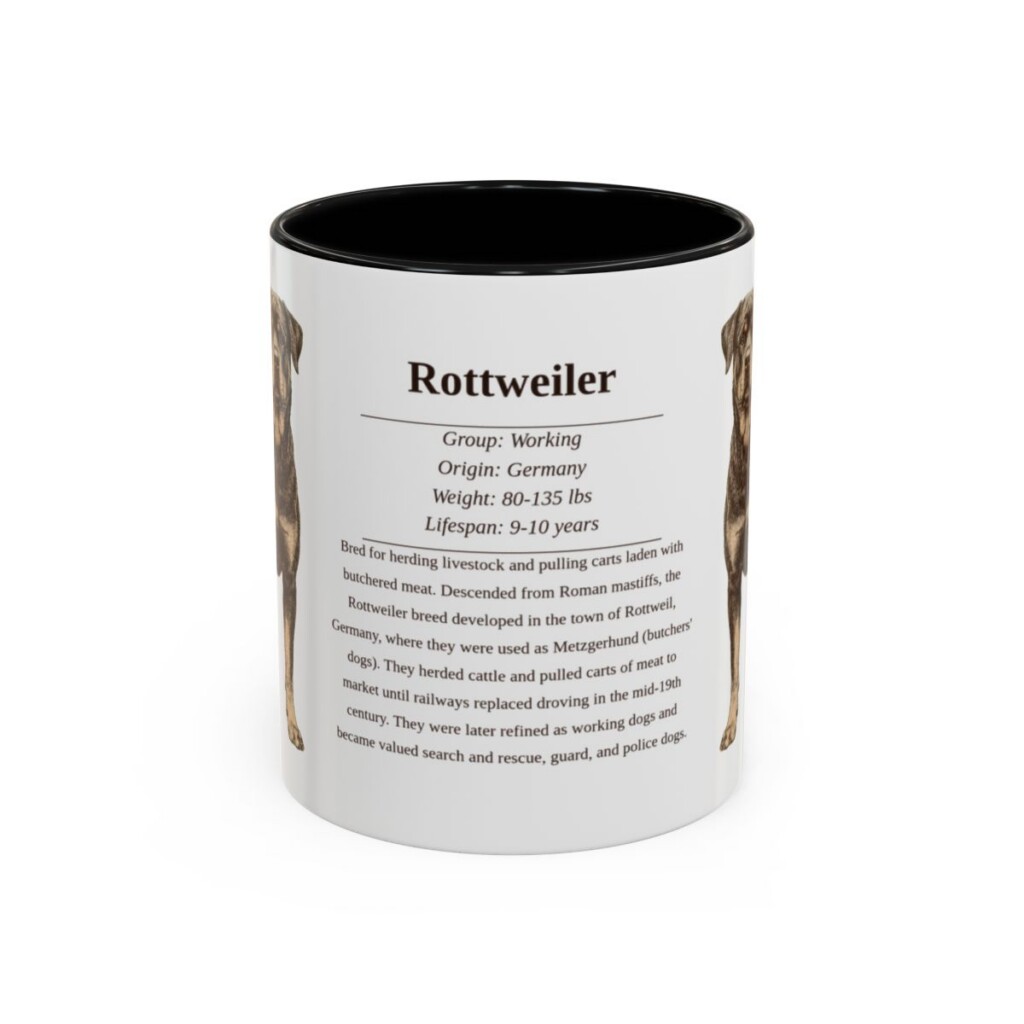 11oz Rottweiler Mug, Black, front view