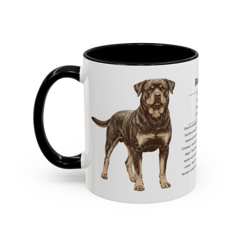 11oz Rottweiler Mug, Black, left side view