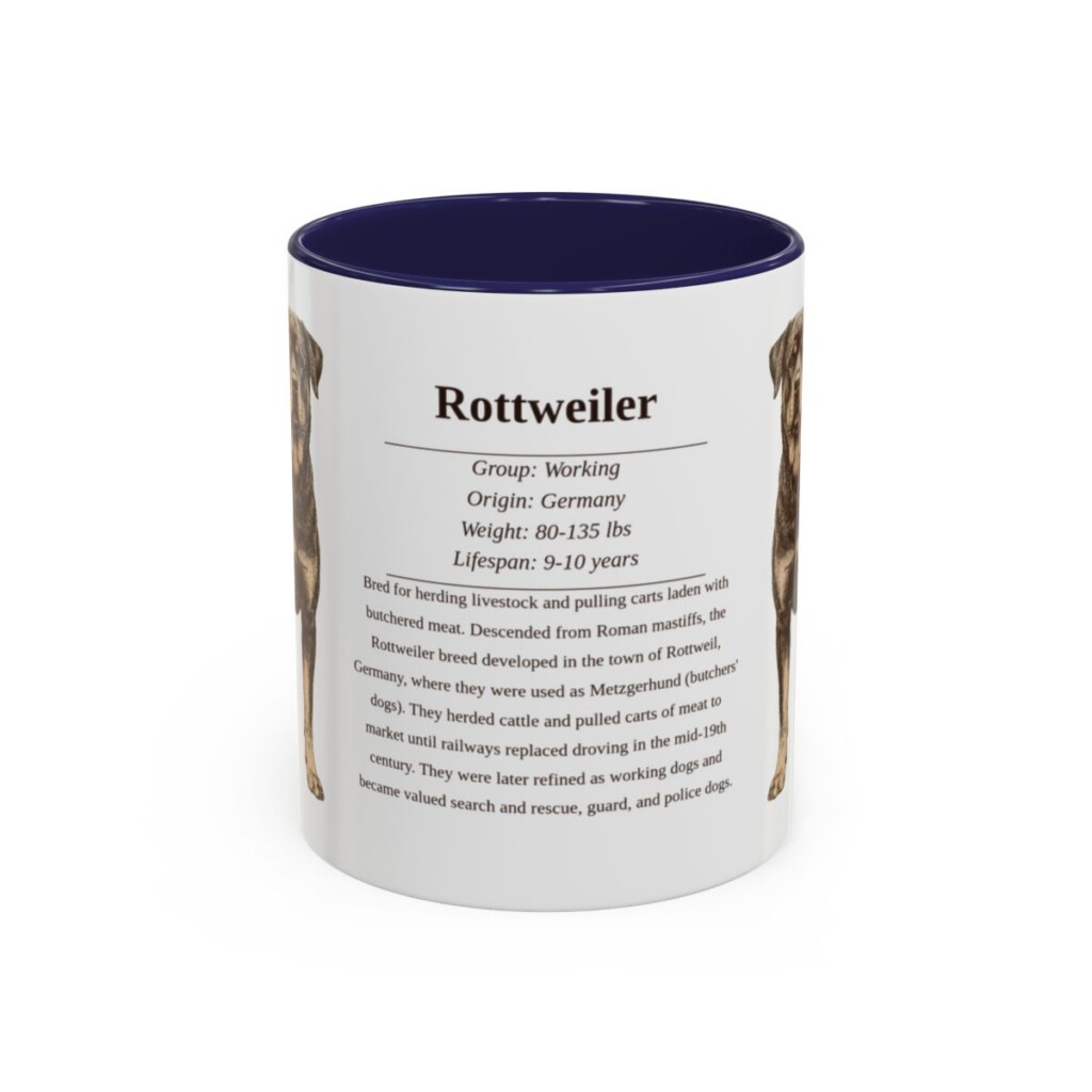 11oz Rottweiler Mug, Navy, front view