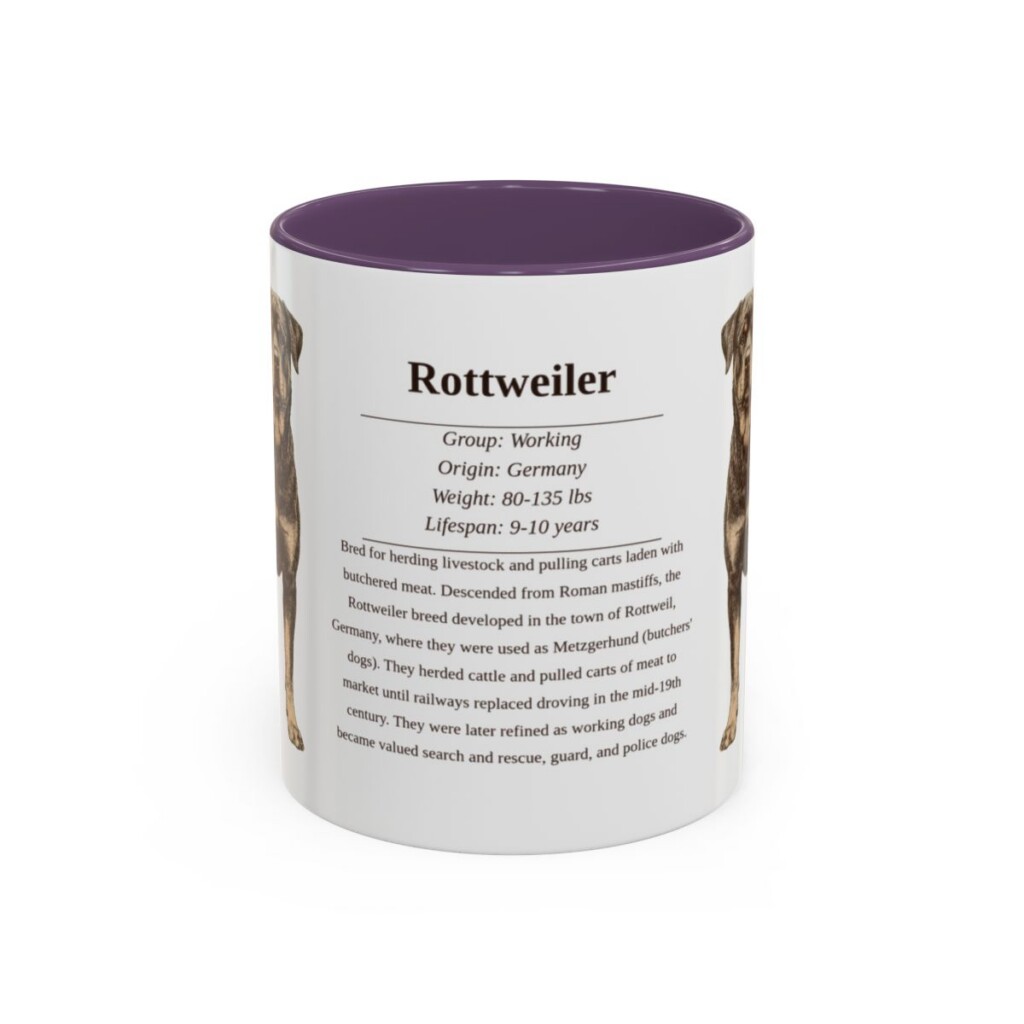 11oz Rottweiler Mug, Purple, front view