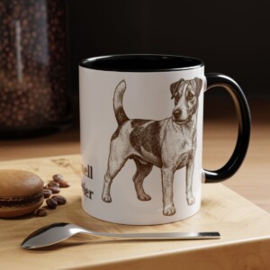 11oz Russell Terrier Mug, Black, lifestyle photo