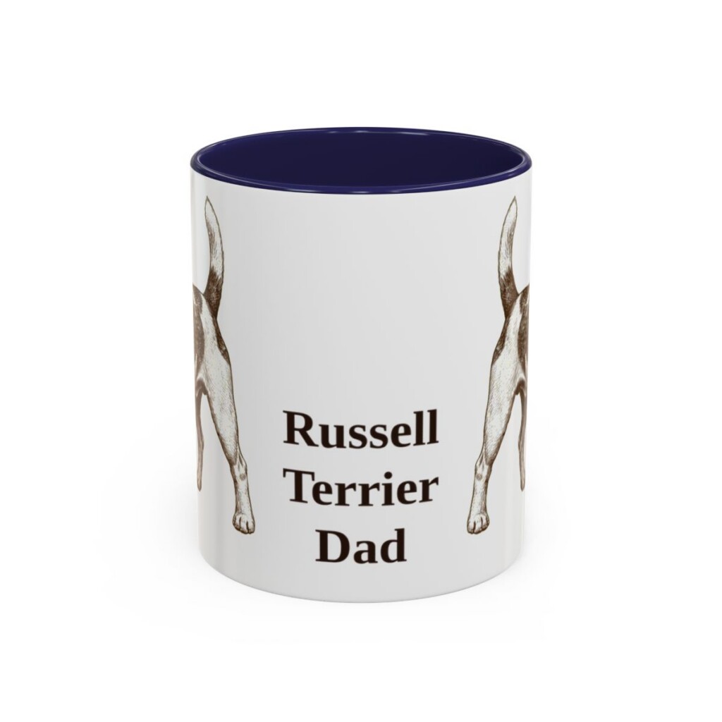 11oz Russell Terrier Dog Dad Mug, Navy, front view
