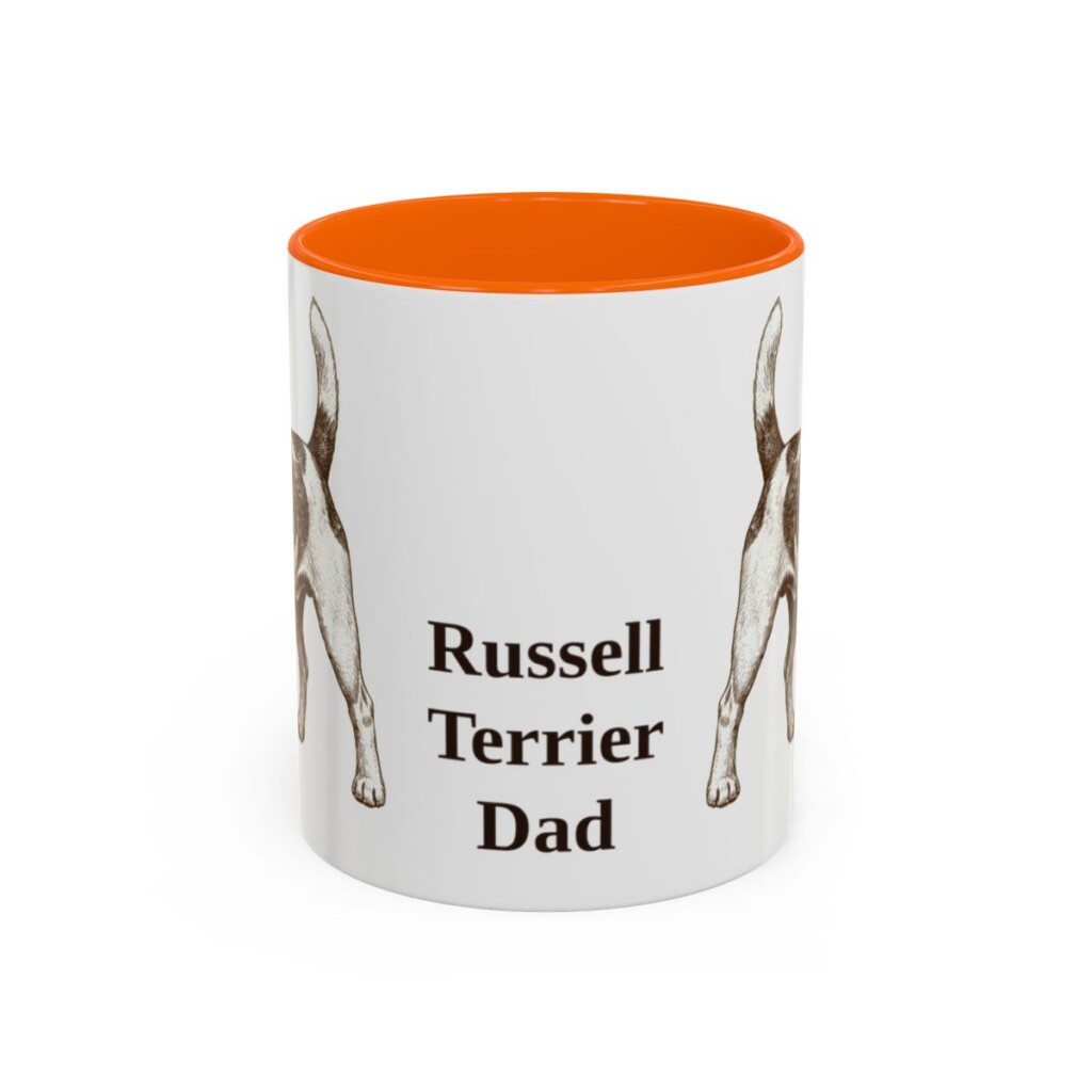 11oz Russell Terrier Dog Dad Mug, Orange, front view