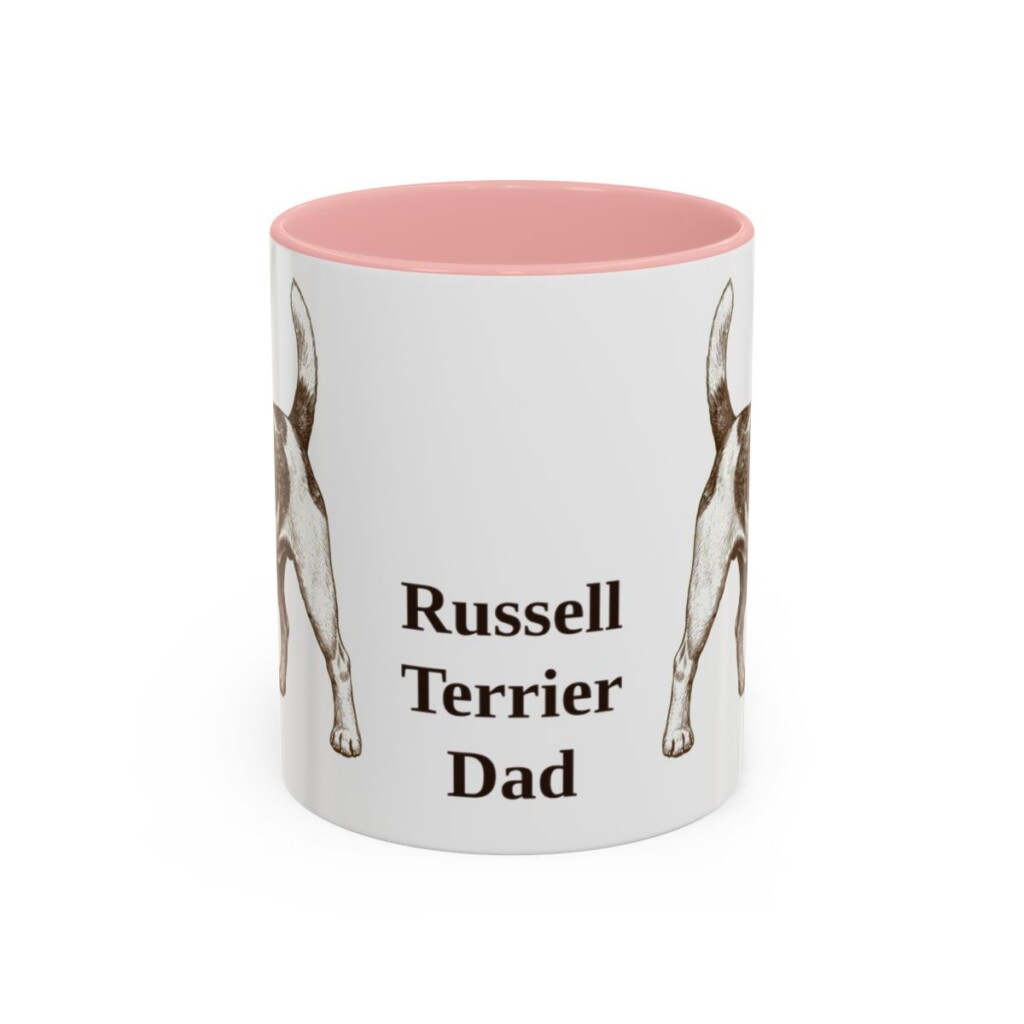 11oz Russell Terrier Dog Dad Mug, Pink, front view
