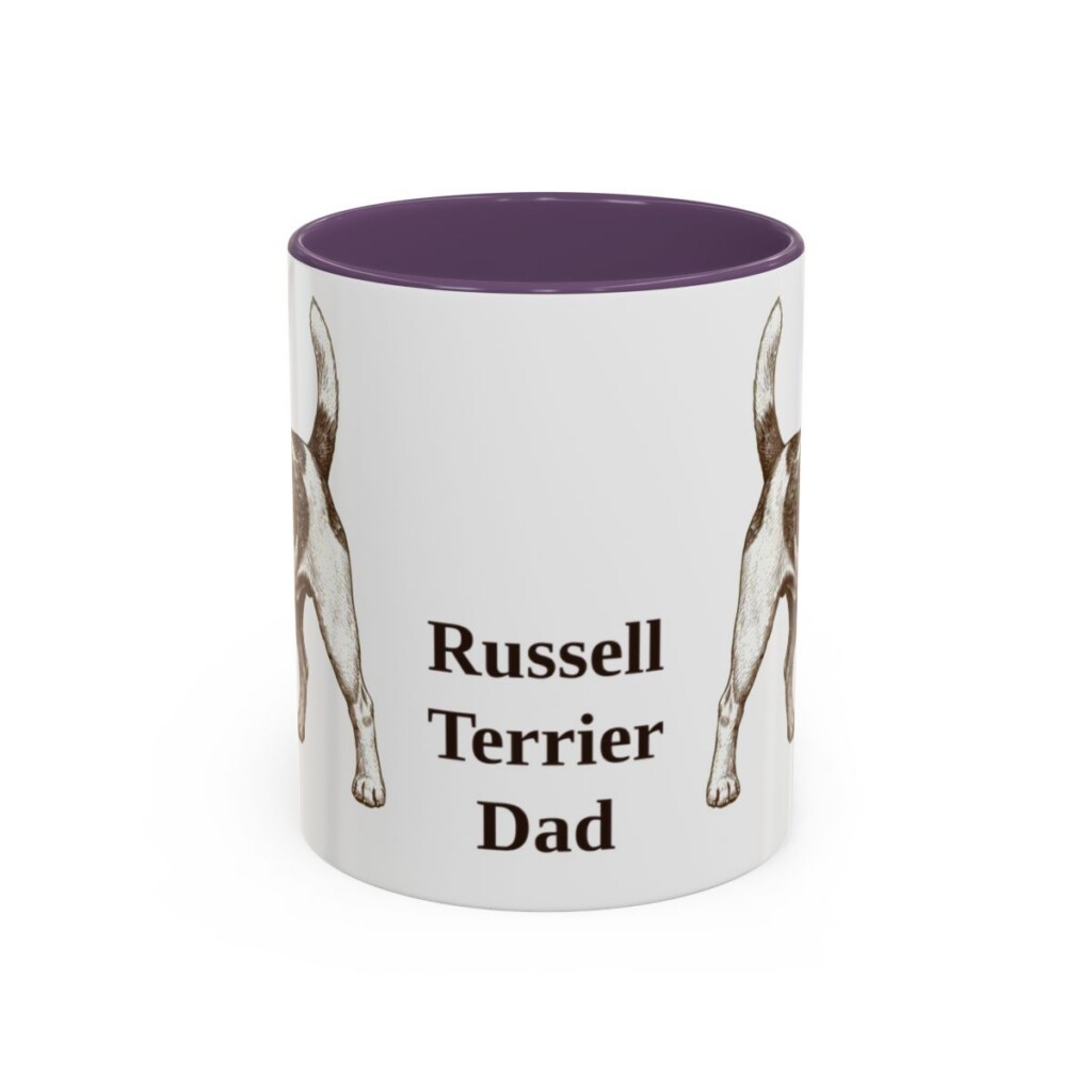 11oz Russell Terrier Dog Dad Mug, Purple, front view