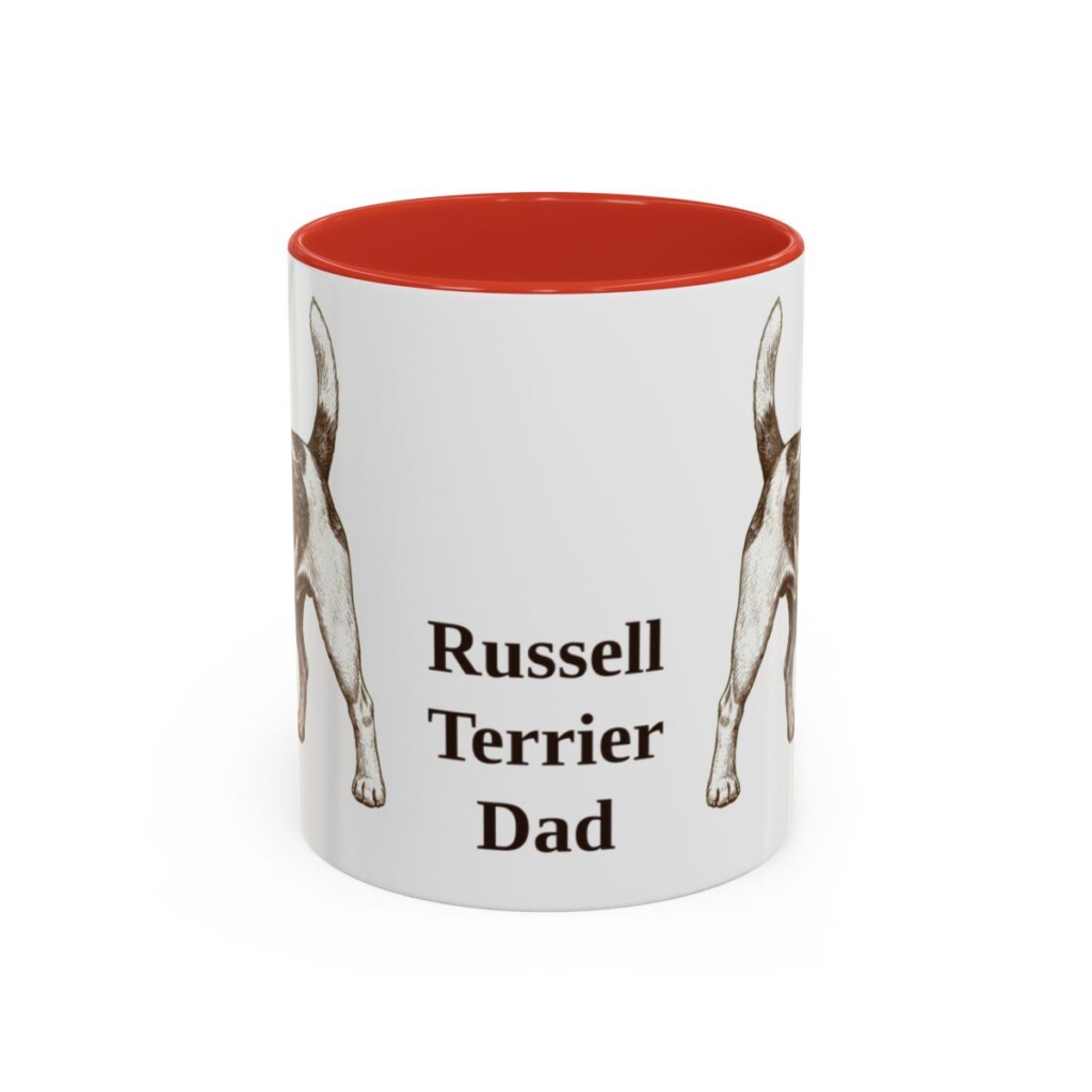 11oz Russell Terrier Dog Dad Mug, Red, front view