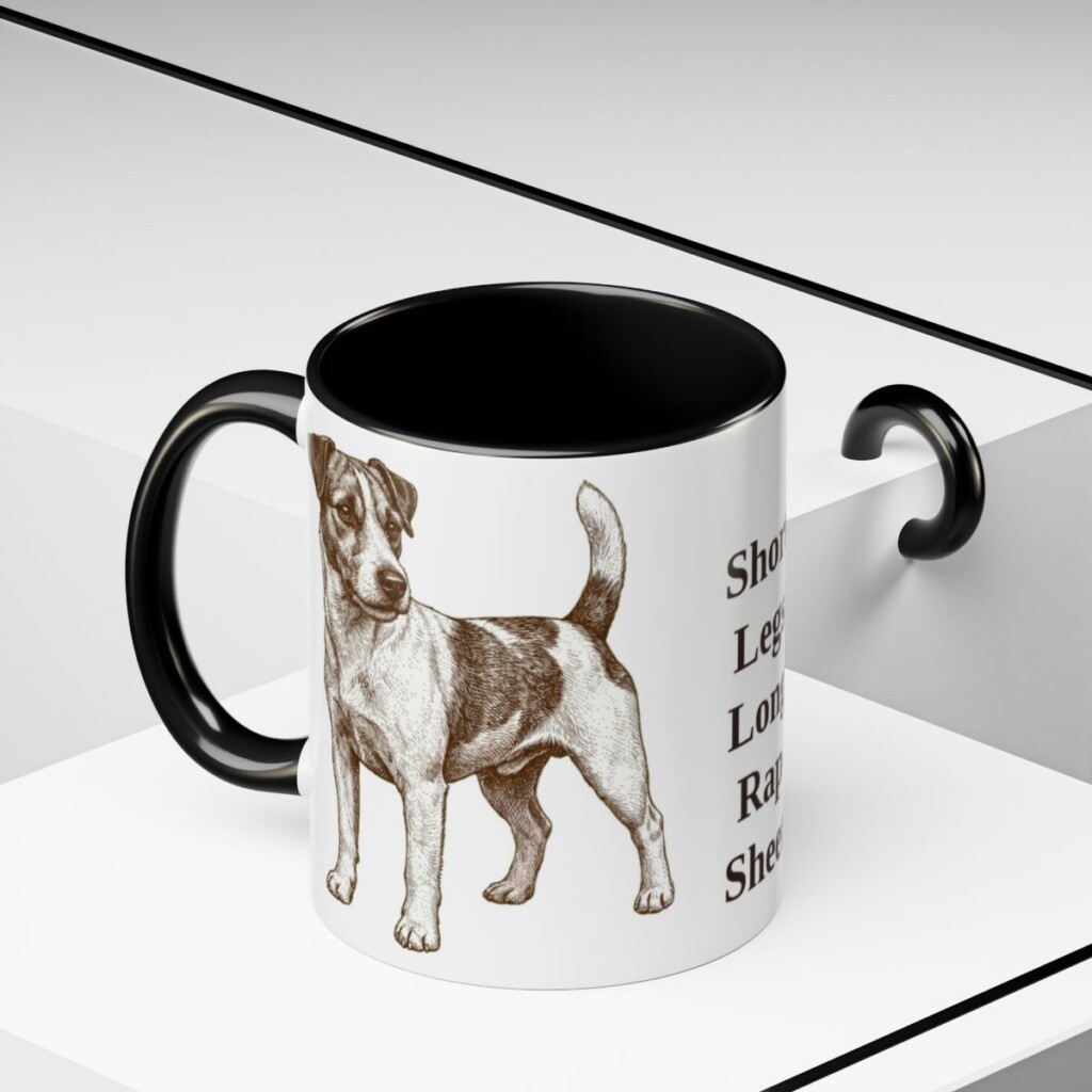 11oz Funny Russell Terrier Mug, Black, lifestyle photo
