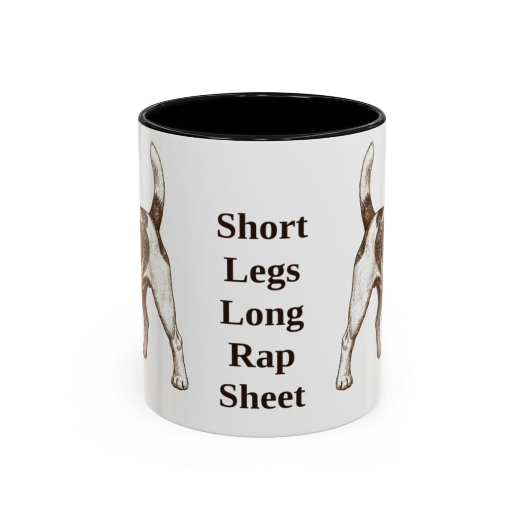 11oz Funny Russell Terrier Mug, Black, front view