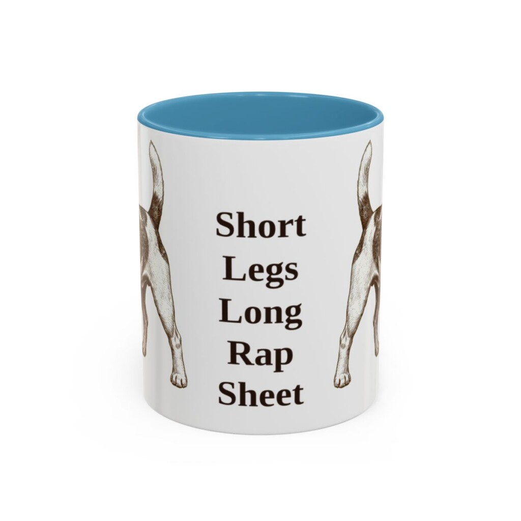 11oz Funny Russell Terrier Mug, Light Blue, front view