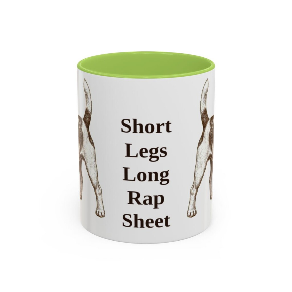 11oz Funny Russell Terrier Mug, Light Green, front view