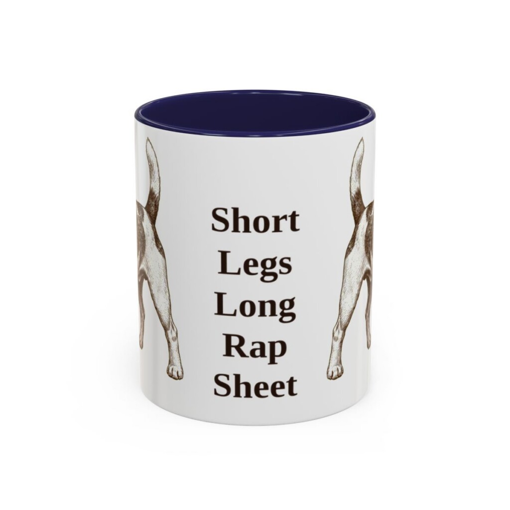 11oz Funny Russell Terrier Mug, Navy, front view