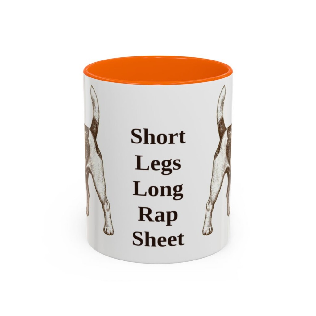 11oz Funny Russell Terrier Mug, Orange, front view