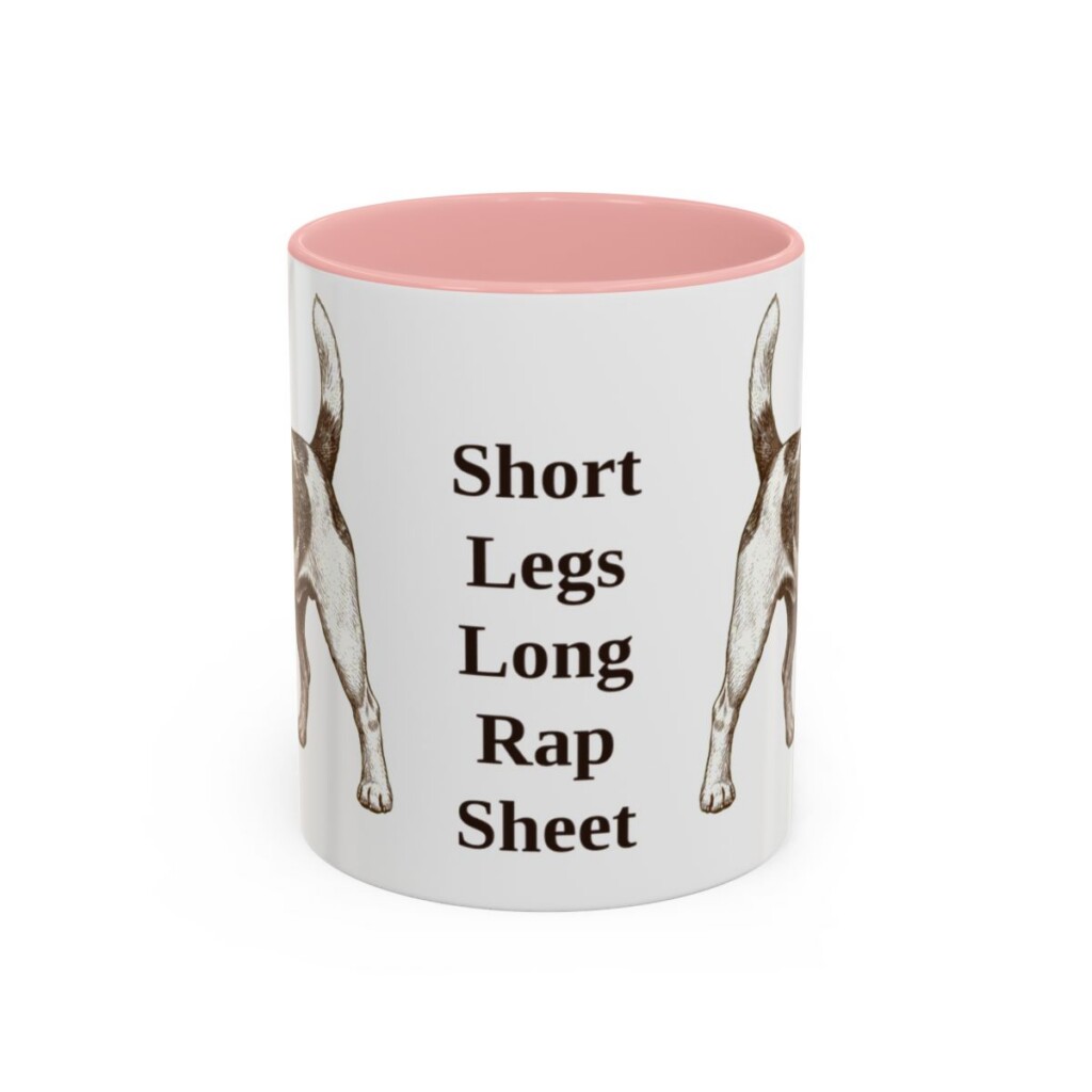 11oz Funny Russell Terrier Mug, Pink, front view